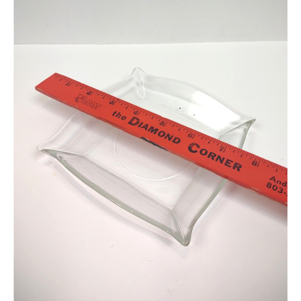 Vintage Clear Glass Pillar Candle Holder Plate Square 5.5" Beveled Edge - Picture 2 of 7